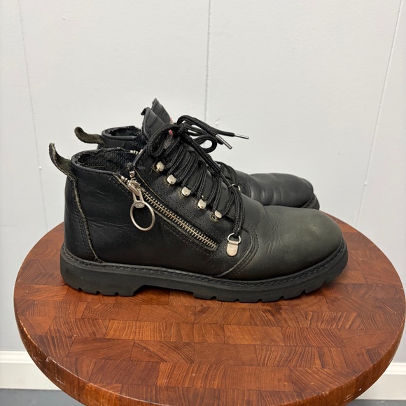 Vintage Harley-Davidson Black Leather Zip/Lace Women's Motorcycle Boots Size8.5 - Picture 1 of 10